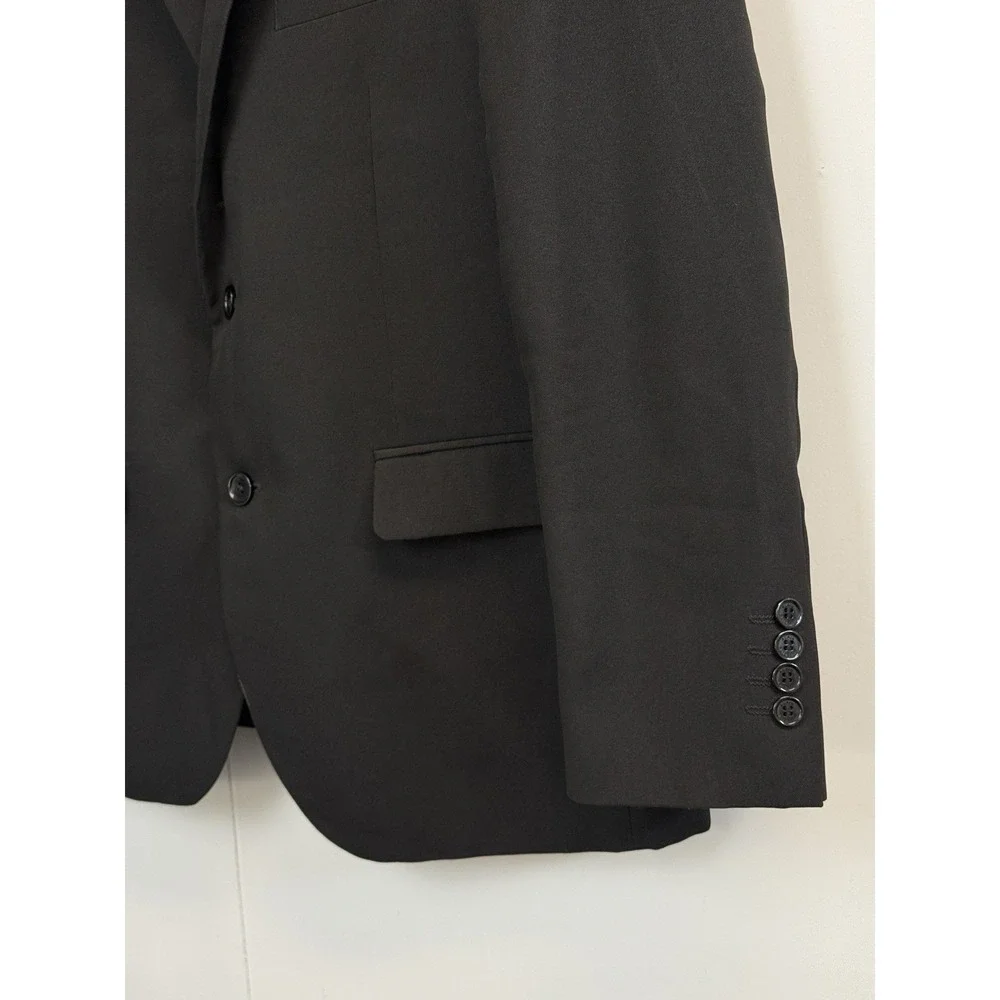 Alain Dupetit Blazer Mens 42R Black Suit Coat Jacket‎ Double Vented 2 Buttons
